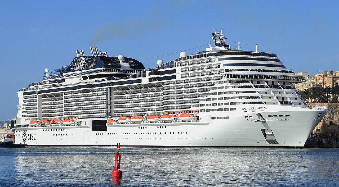 MSC Meraviglia cruise ship in Grand Harbour, Malta
